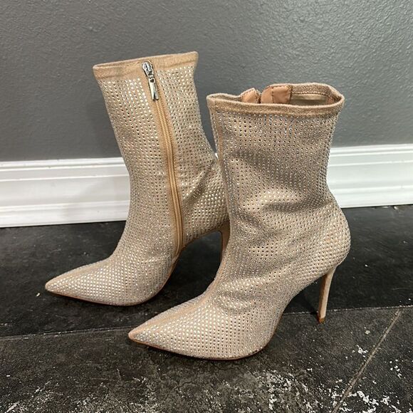 Schutz Sybil Suede & Rhinestone Sock Booties 8.5B NWOB - Picture 3 of 9